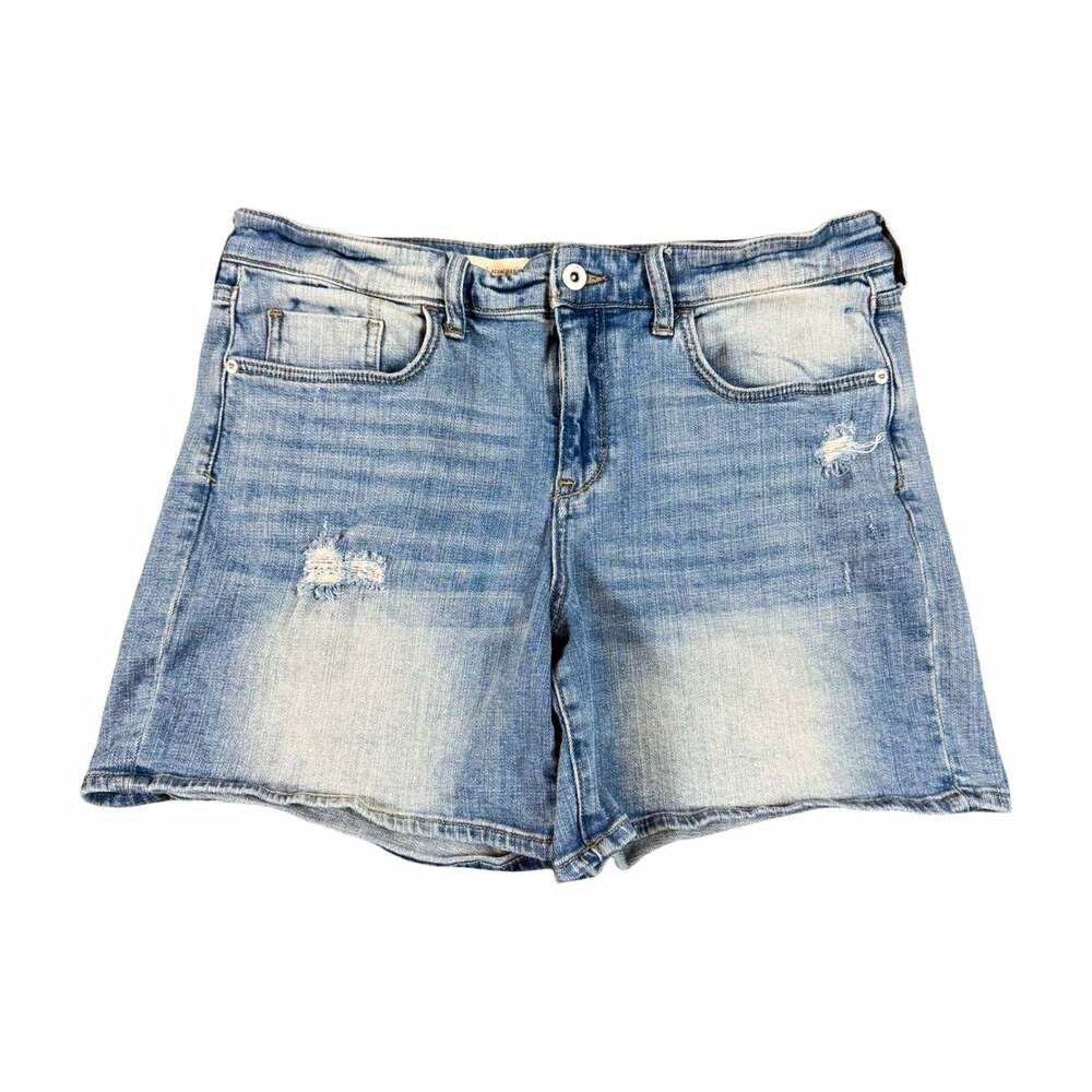 Pilcro Slim Boyfriend Women’s Light Wash Distressed Denim Shorts Blue Size 31